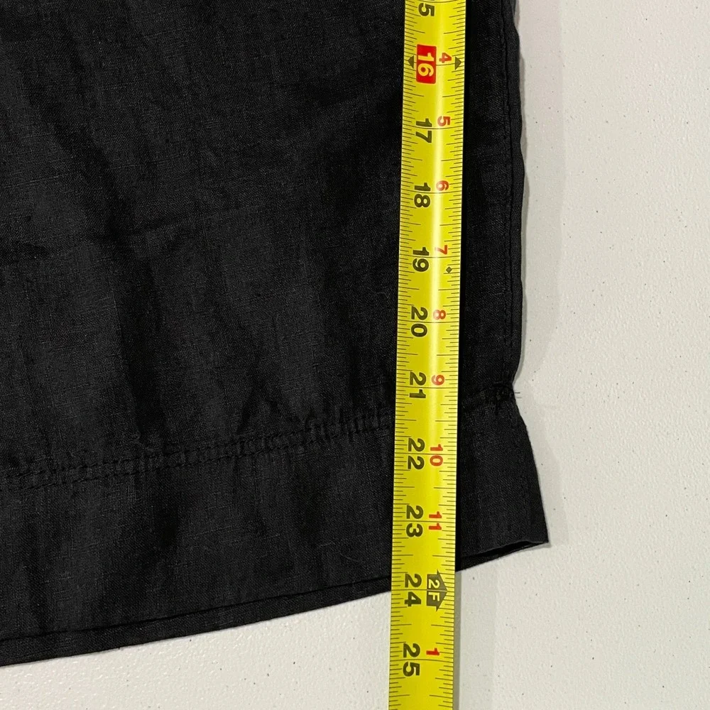 H&M Black 100% Linen Wide Leg Crop Pants Size 4XL Pull On Lagenlook Minimalist